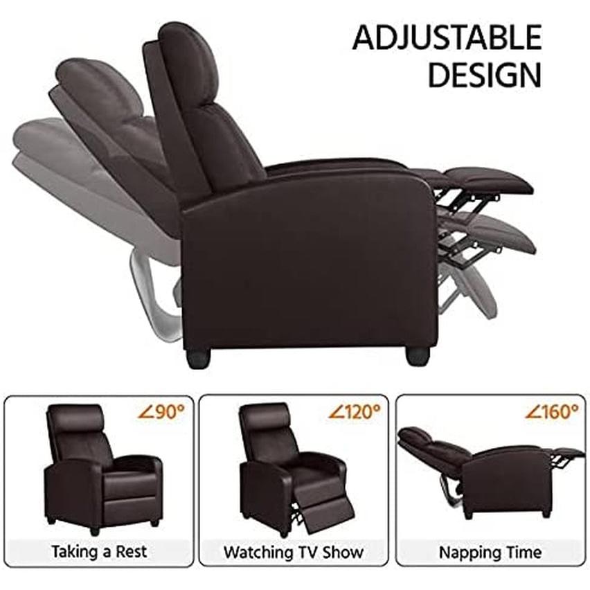 Set Of 2 PU Leather Padded Recliner Chairs For Living Room