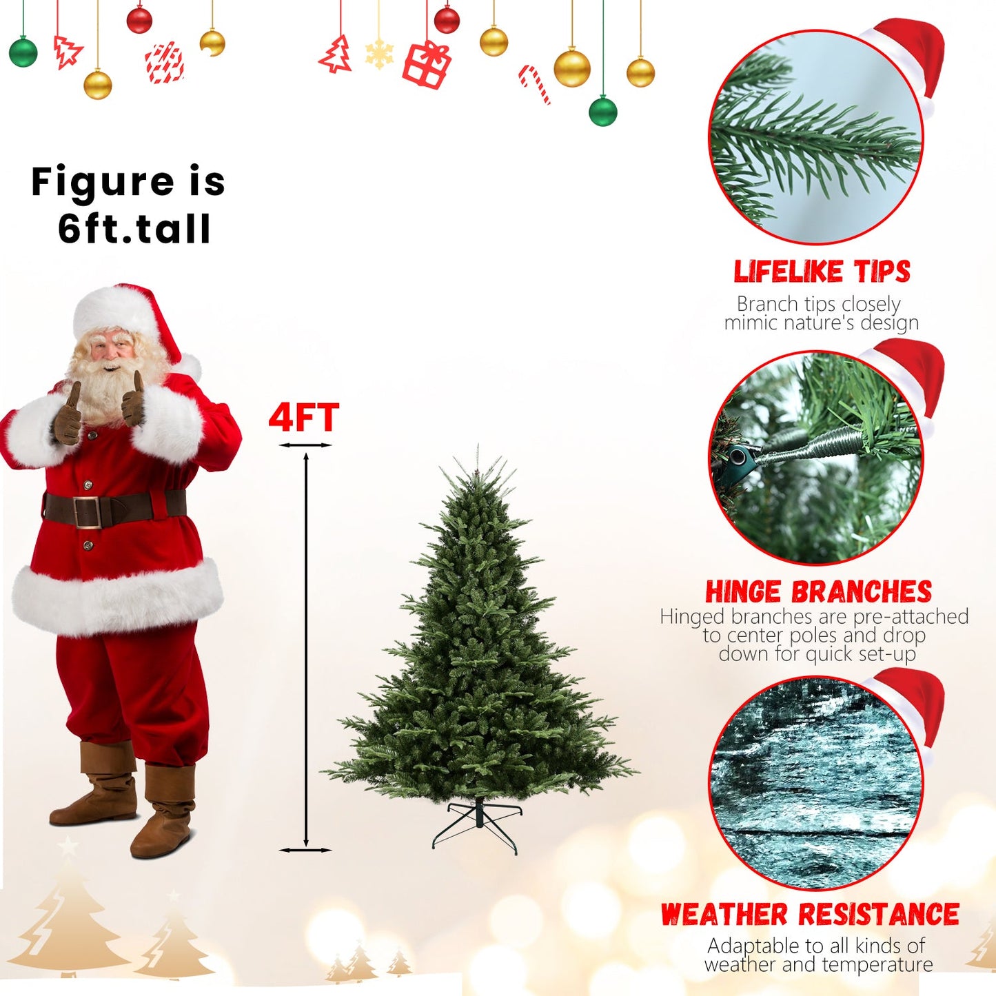 6FT Full-Shaped Christmas Tree with 1673 Tips