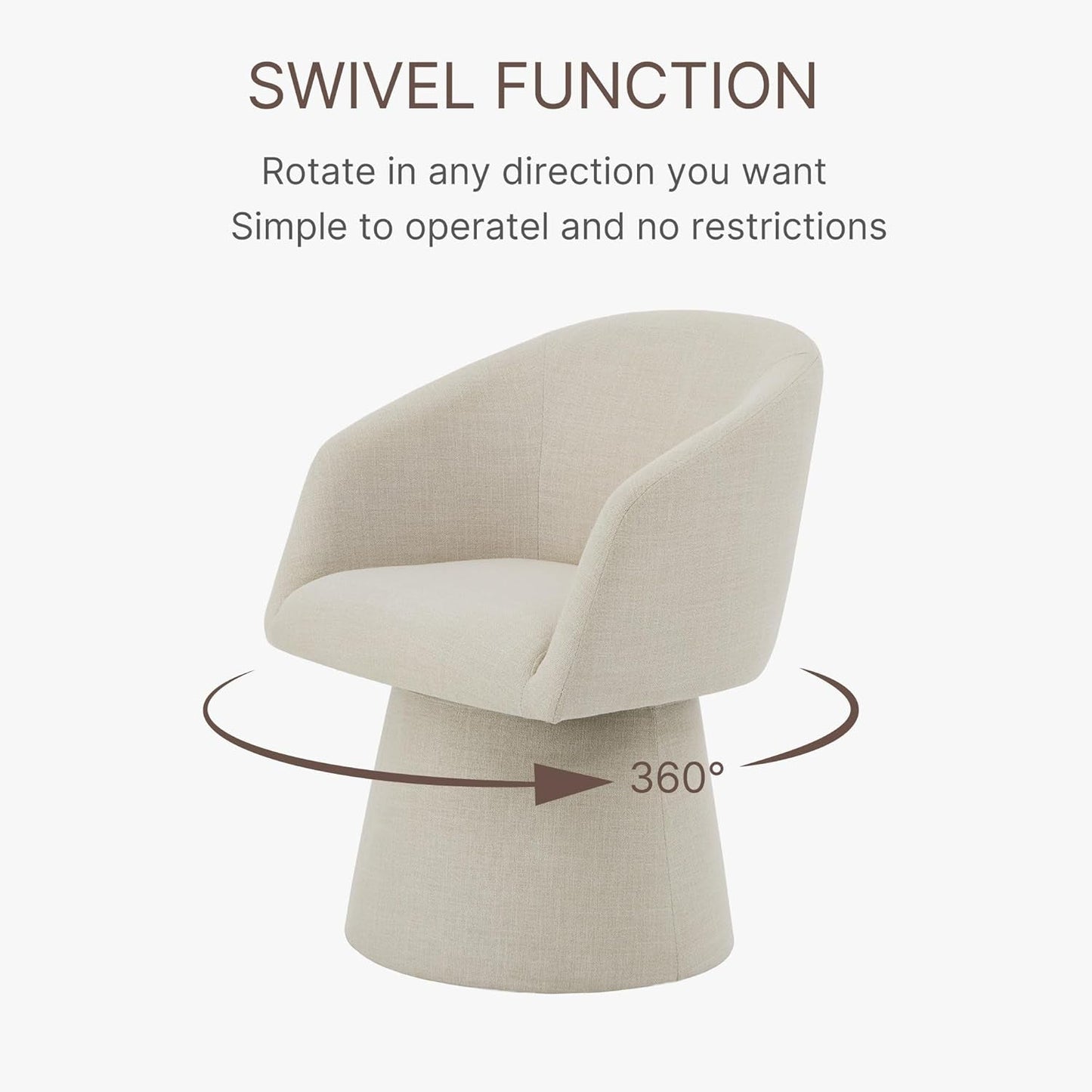 360 Degree Modern Swivel Linen Dining Chairs Set Of 4