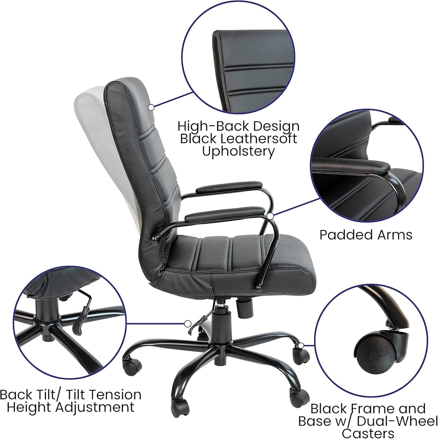 Whitney High Back Desk Chair With Adjustable Height