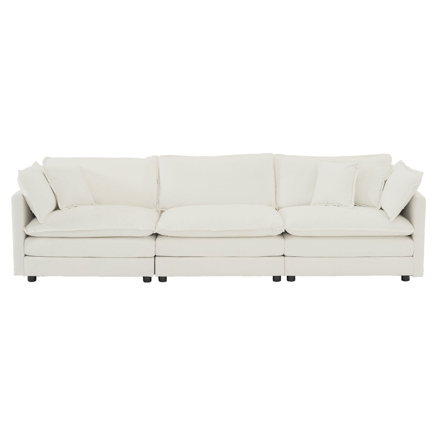 Mid-Century Modern Couch 3-Seater Sofa with Chenille Fabric