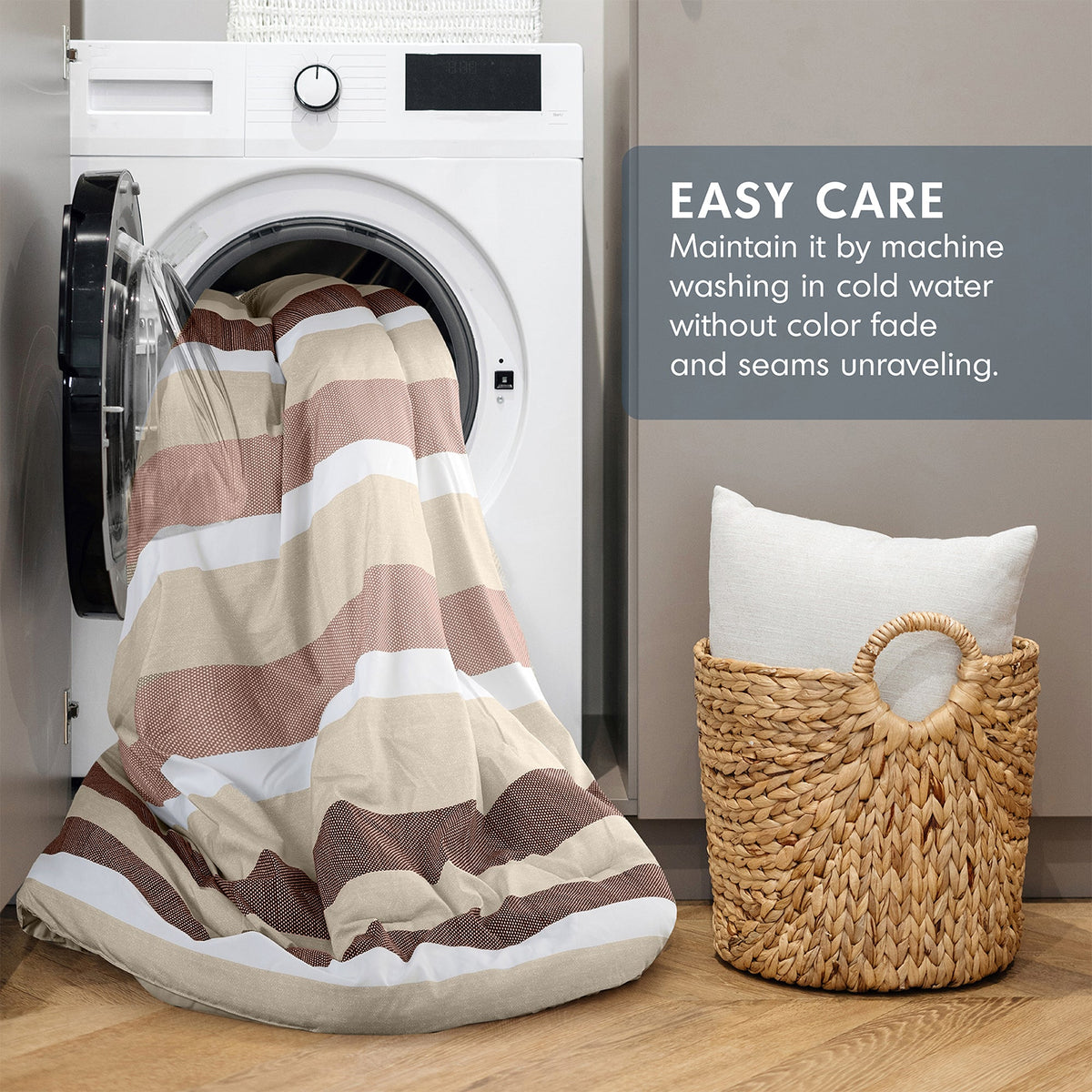 3-Piece King/Cal King Stripe Textured Print Comforter Set