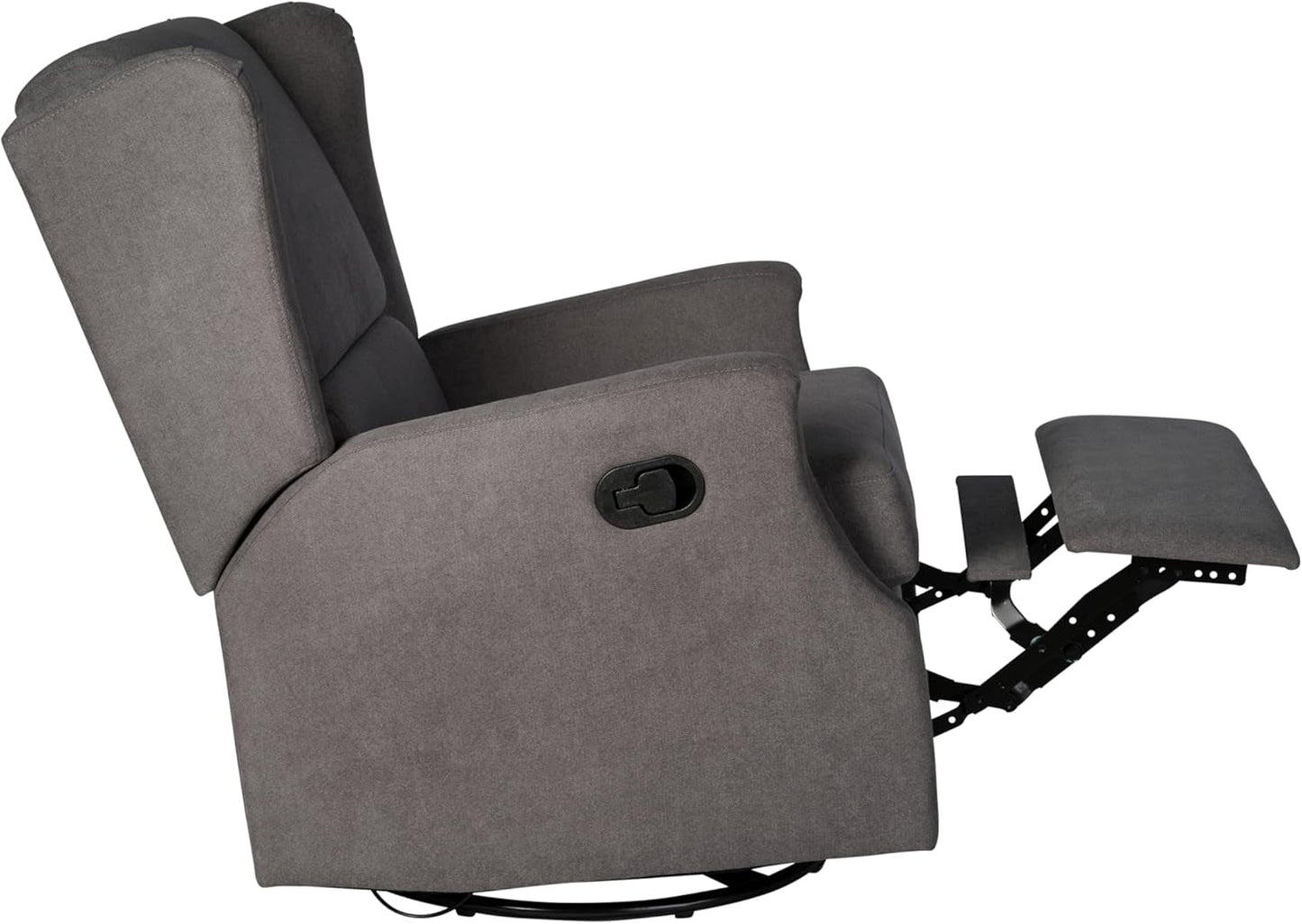 Omma Wingback Swivel Glider Recliner Dark Gray Upholstered