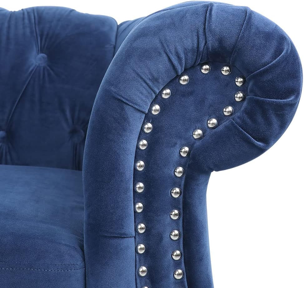 Blue Velvet 3 Piece Sectional Sofa Set With Tufting