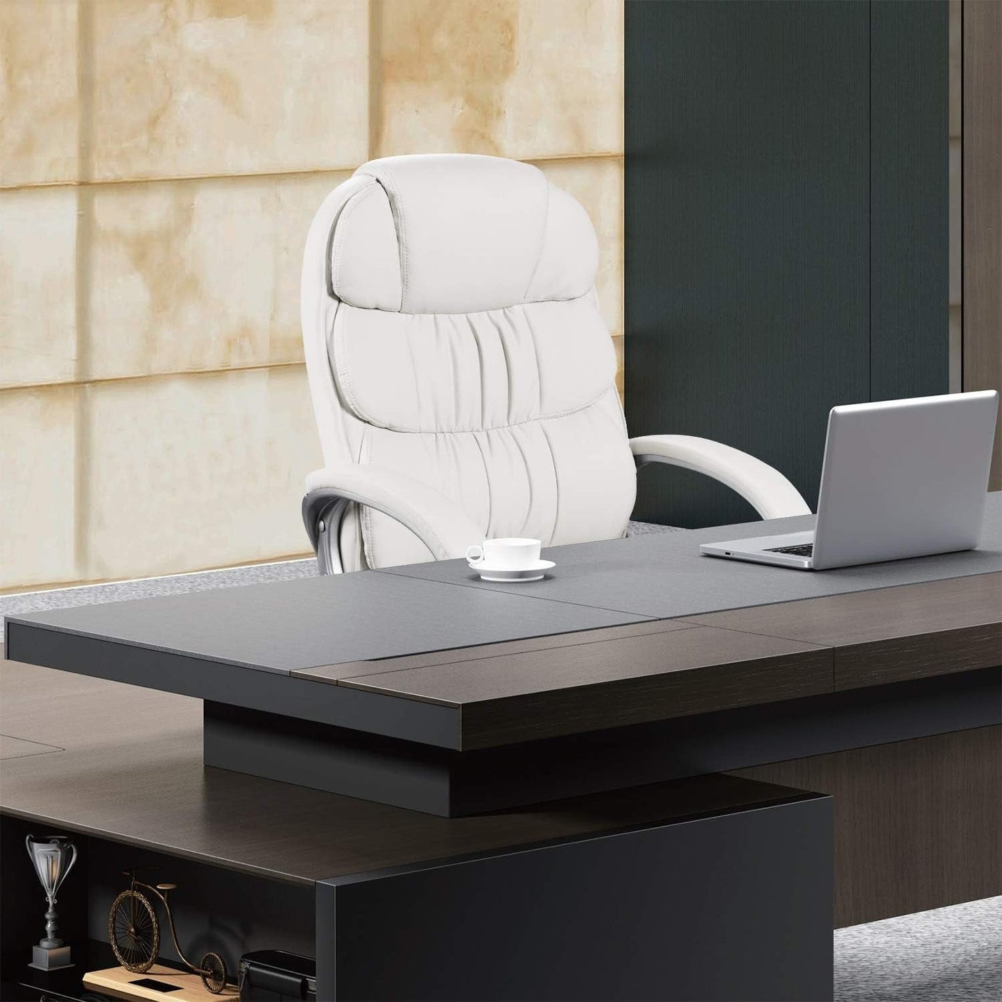 White High Back Office Chair With Adjustable Height