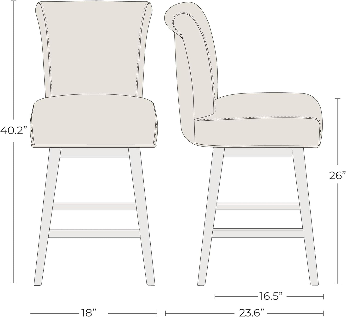 26 Inch Counter Height Swivel Bar Stools Set of 2