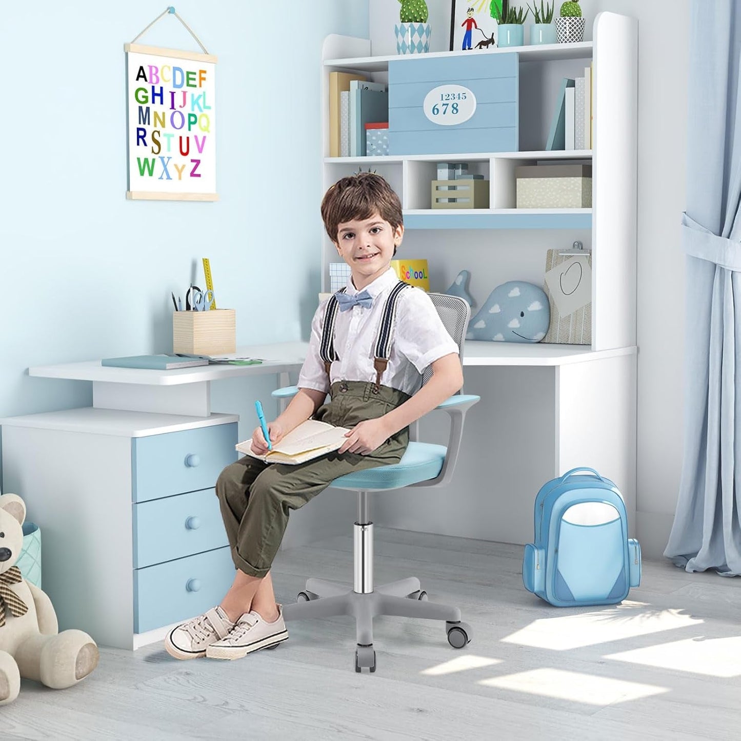 Ergonomic Kids Desk Chair With Lumbar Support Blue