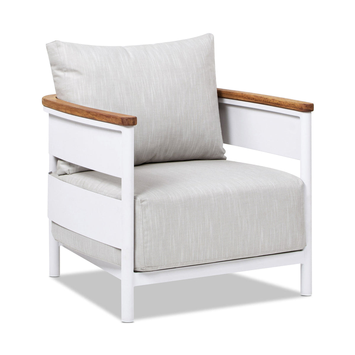 Rhodes 29" Upholstered Teak & Aluminum Patio Arm Chair