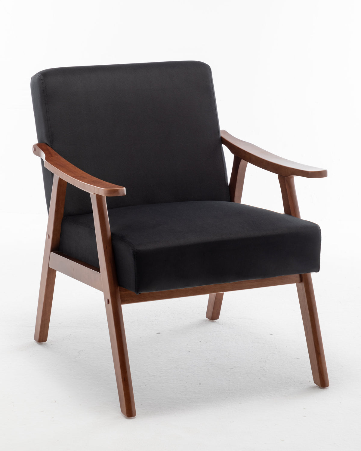 Accent Chair with Velvet Upholstery and Solid Wood Frame