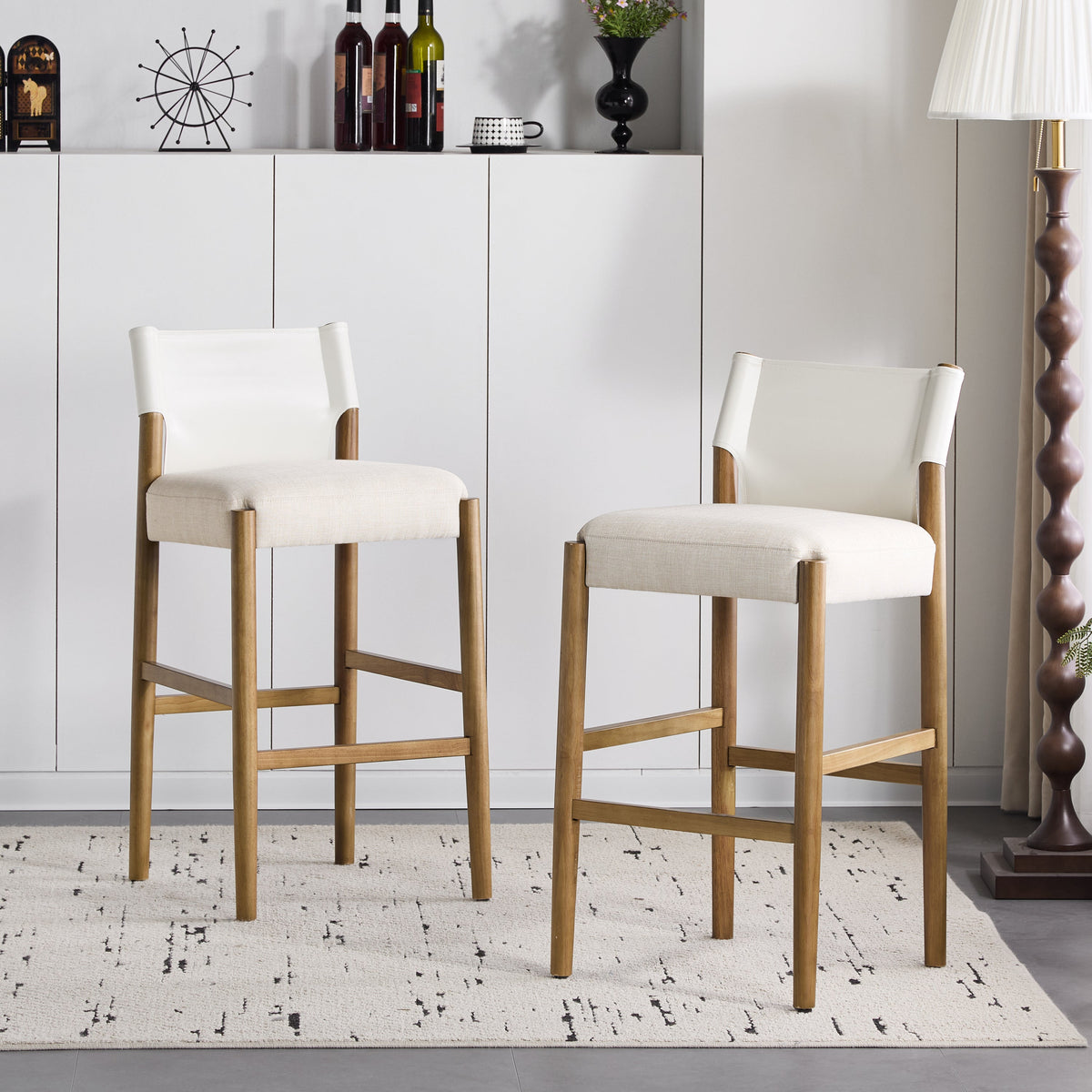 28.5'' Modern Solid Wood Bar Stool Set