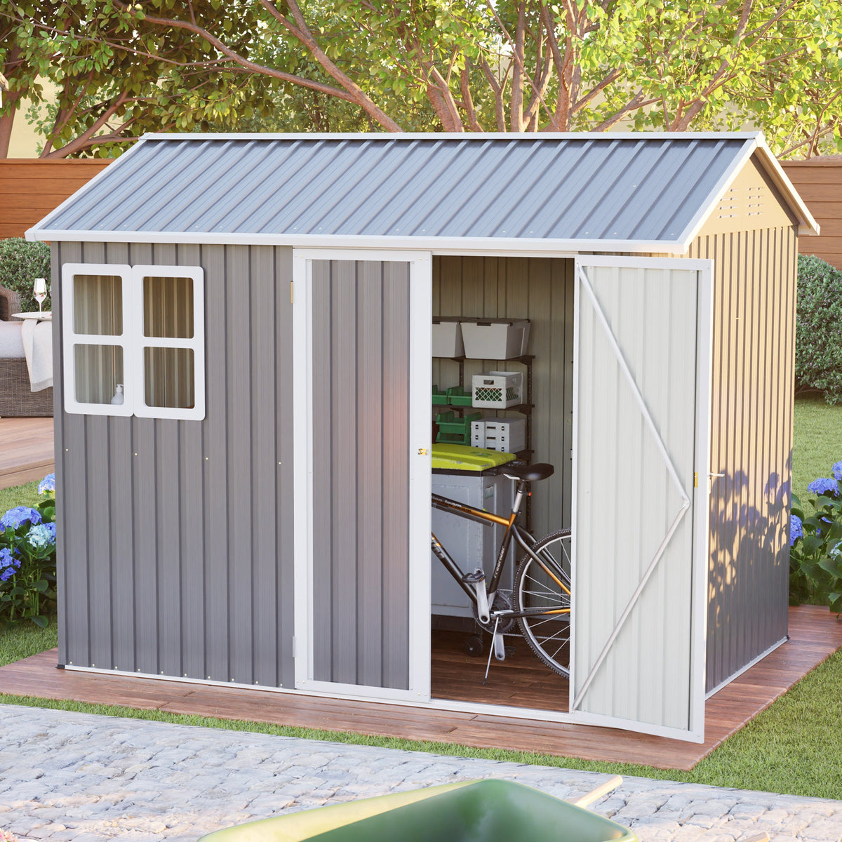 8'x6' Large Steel Storage Shed with Window
