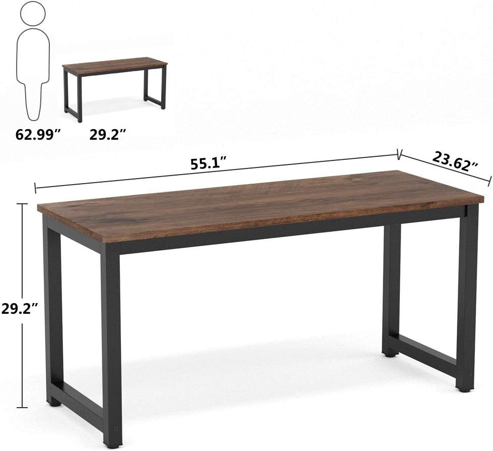 55 Inch Computer Desk Rustic Brown For Home Office