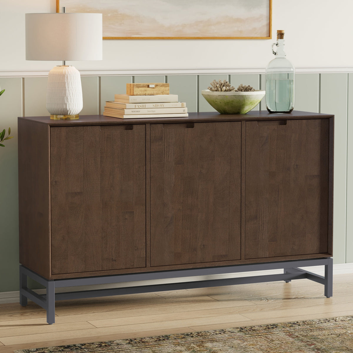 Banting 58 Inch Wide Solid Wood 3 Door Sideboard Buffet
