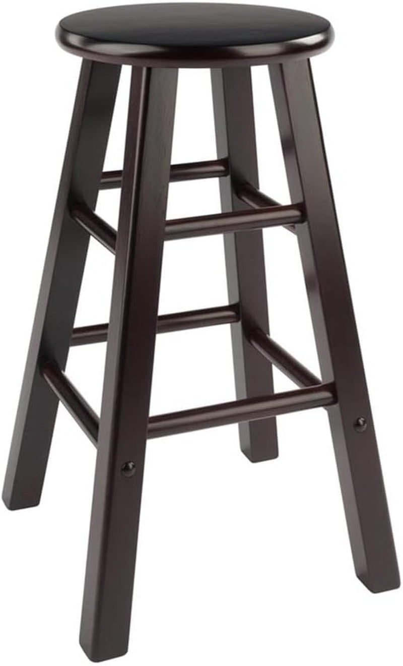Espresso Counter Stool Set 2 Piece Solid Wood 24 Inch