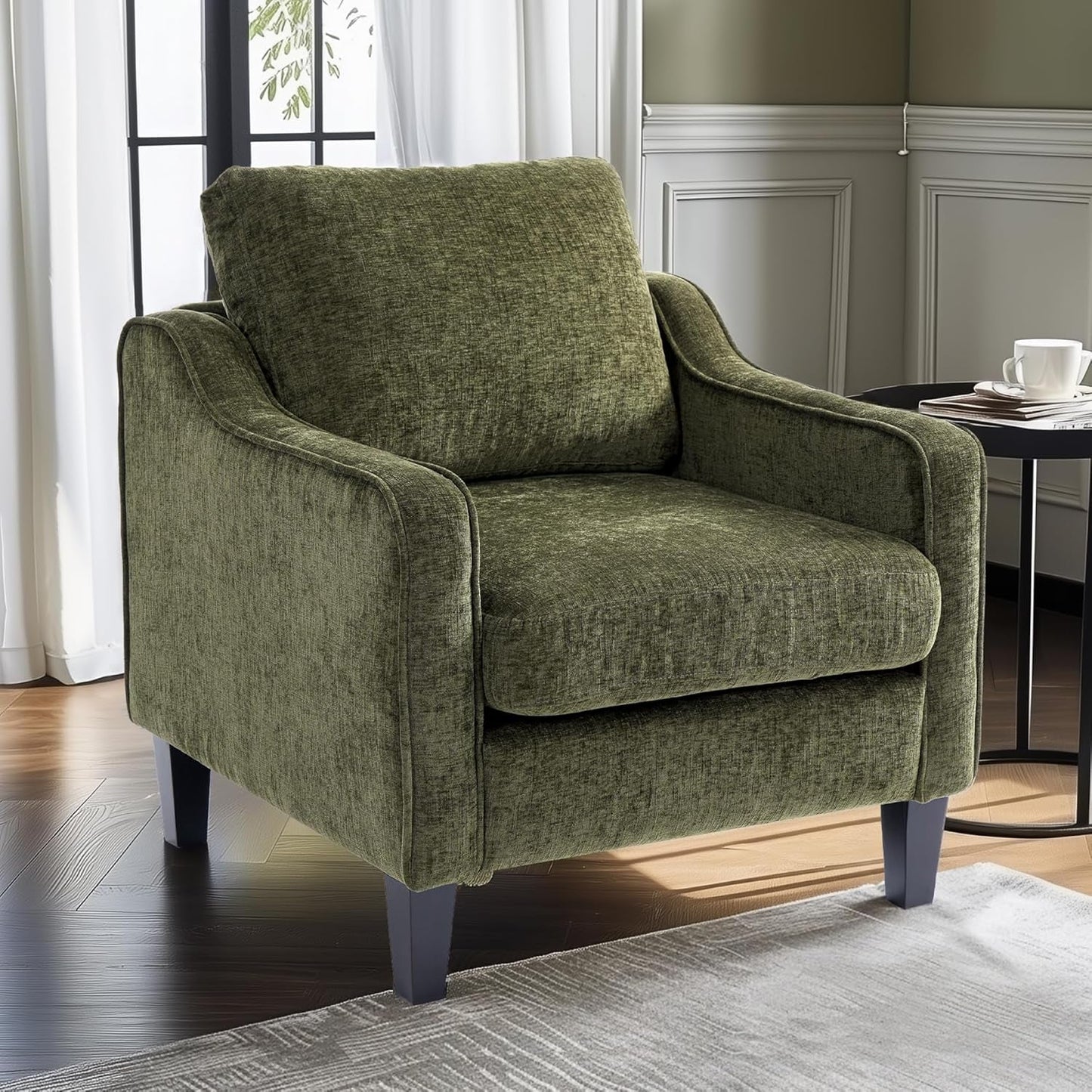 Compact Chenille Accent Chairs With Removable Covers