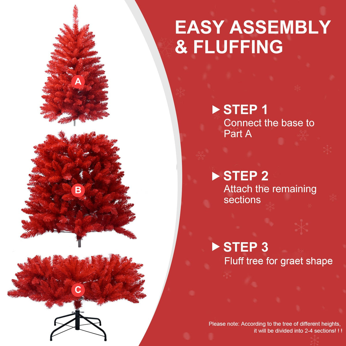 Vibrant Red 4FT Christmas Tree