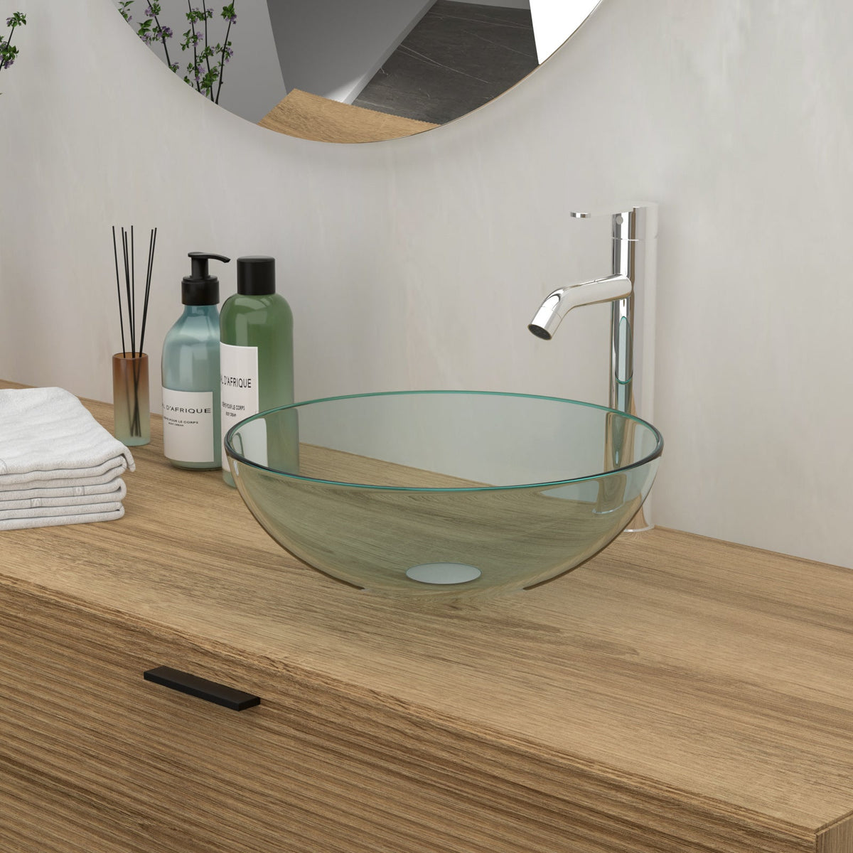Bathroom Artistic Tempered Glass Vessel Sink