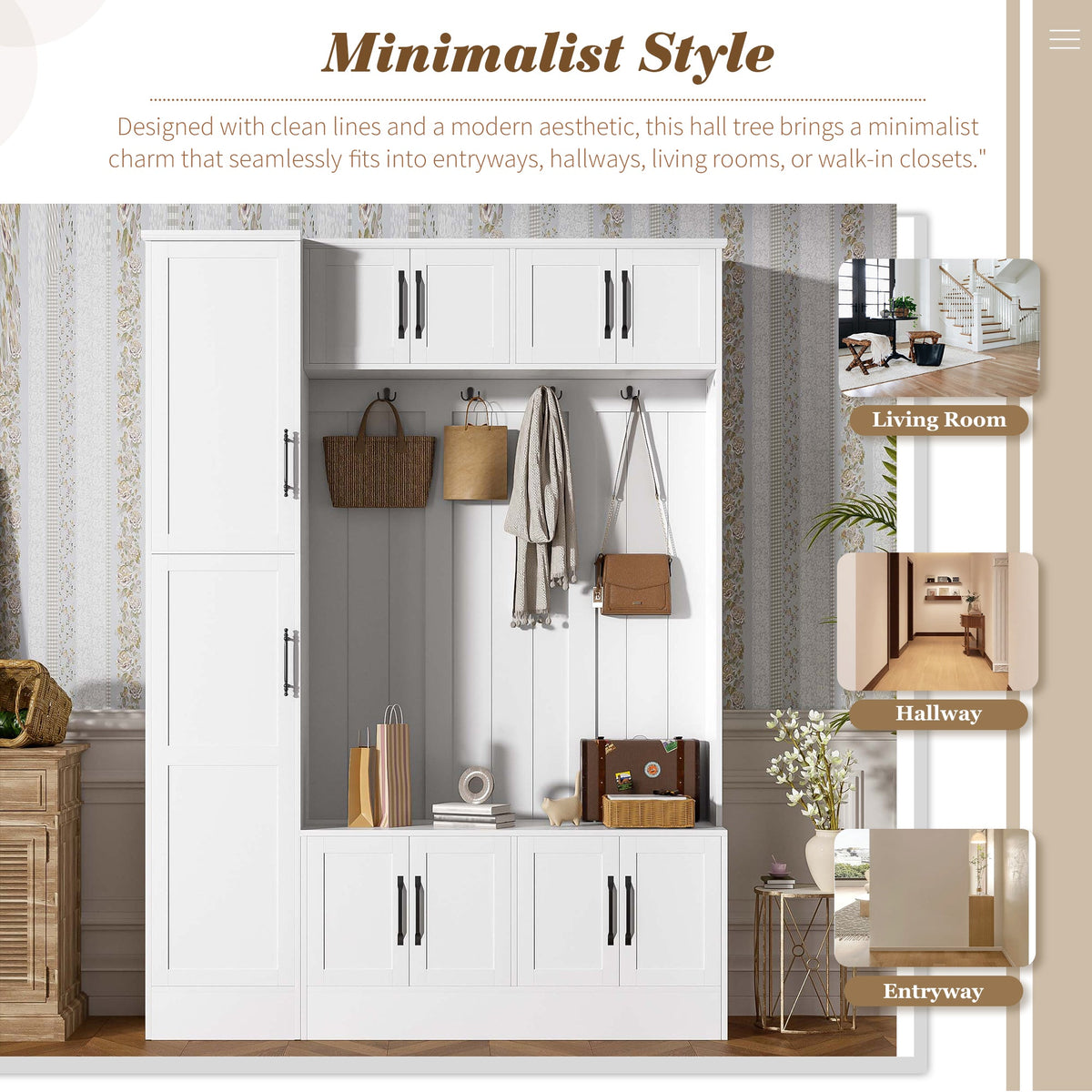 Vibe Haus 79'' Tall Modern Hall Tree with Shoe Storage