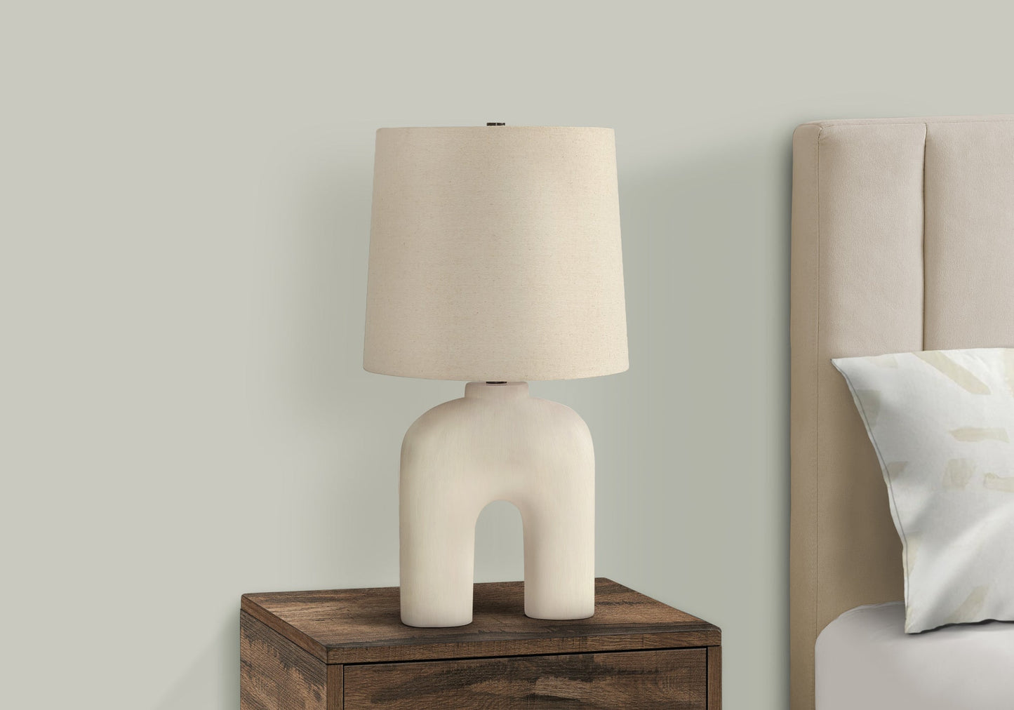 Lighting, 25'h, Table Lamp, Cream Resin, Beige Shade, Modern