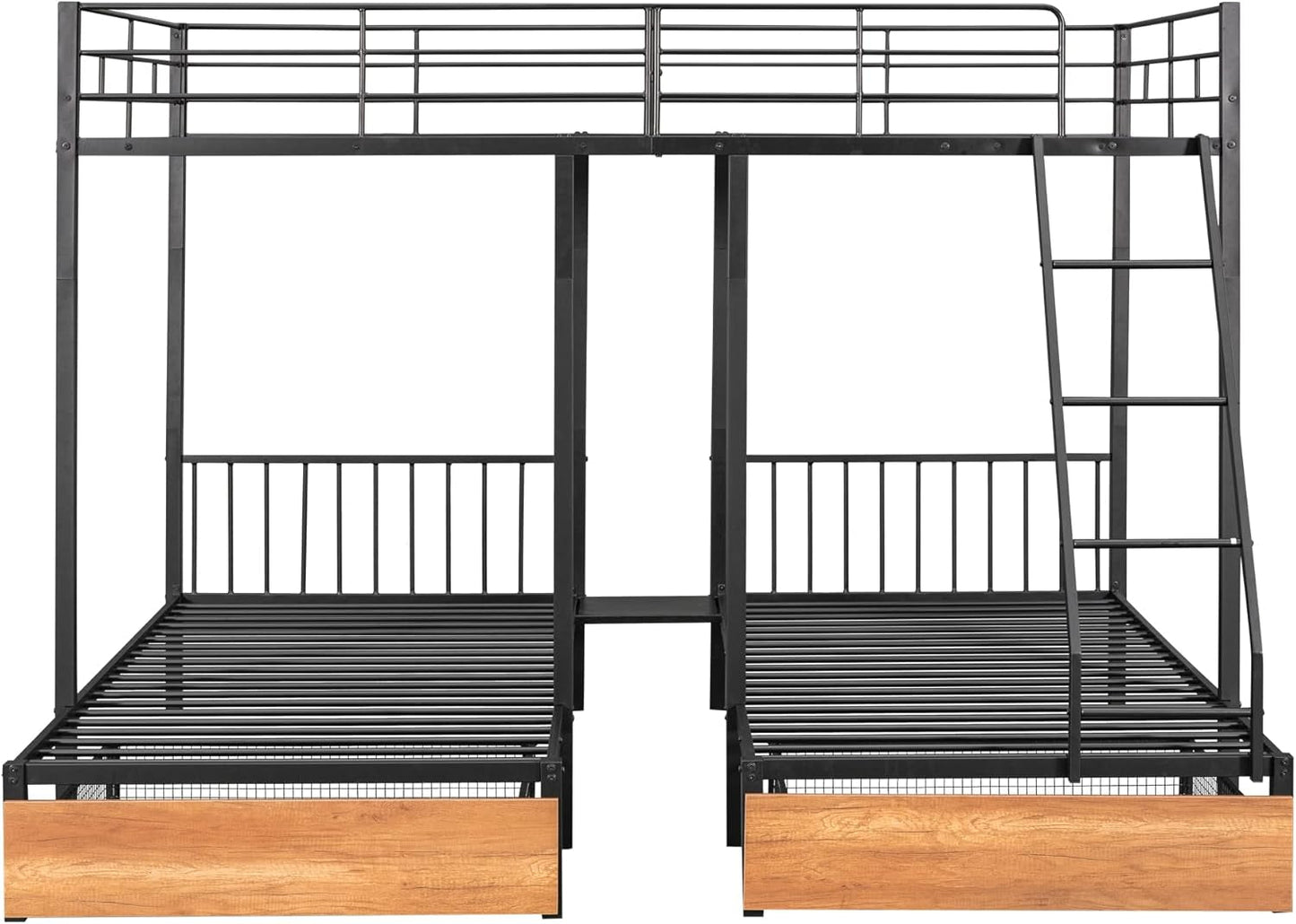 Black Metal Triple Bunk Bed With Drawers Full Over Twin Bunk Beds