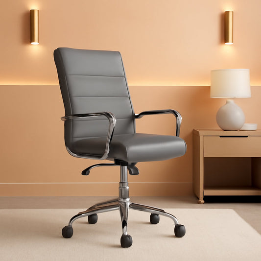 Gray LeatherSoft Office Chair With Swivel Adjustable Height