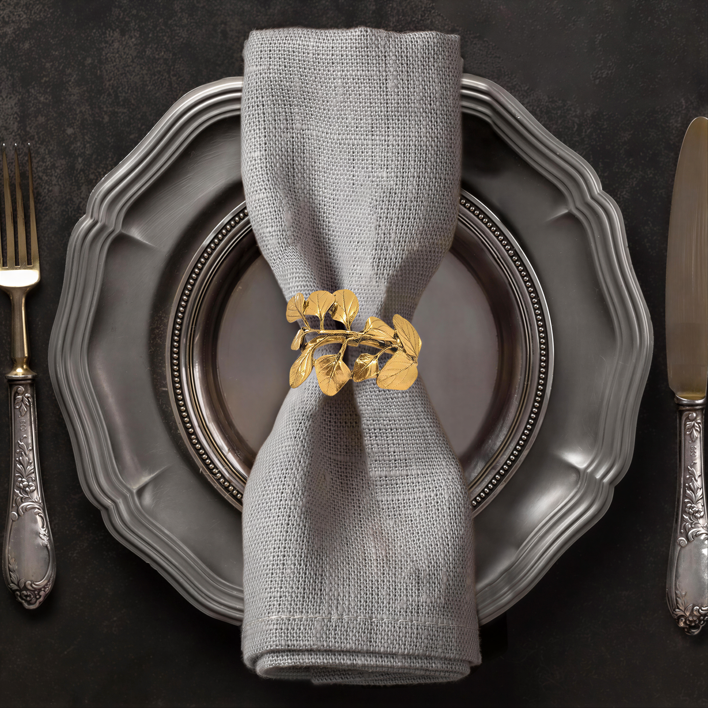 Gold Leaf Napkin Rings – Elegant Leaf Design Napkin Buckles for Table Decor