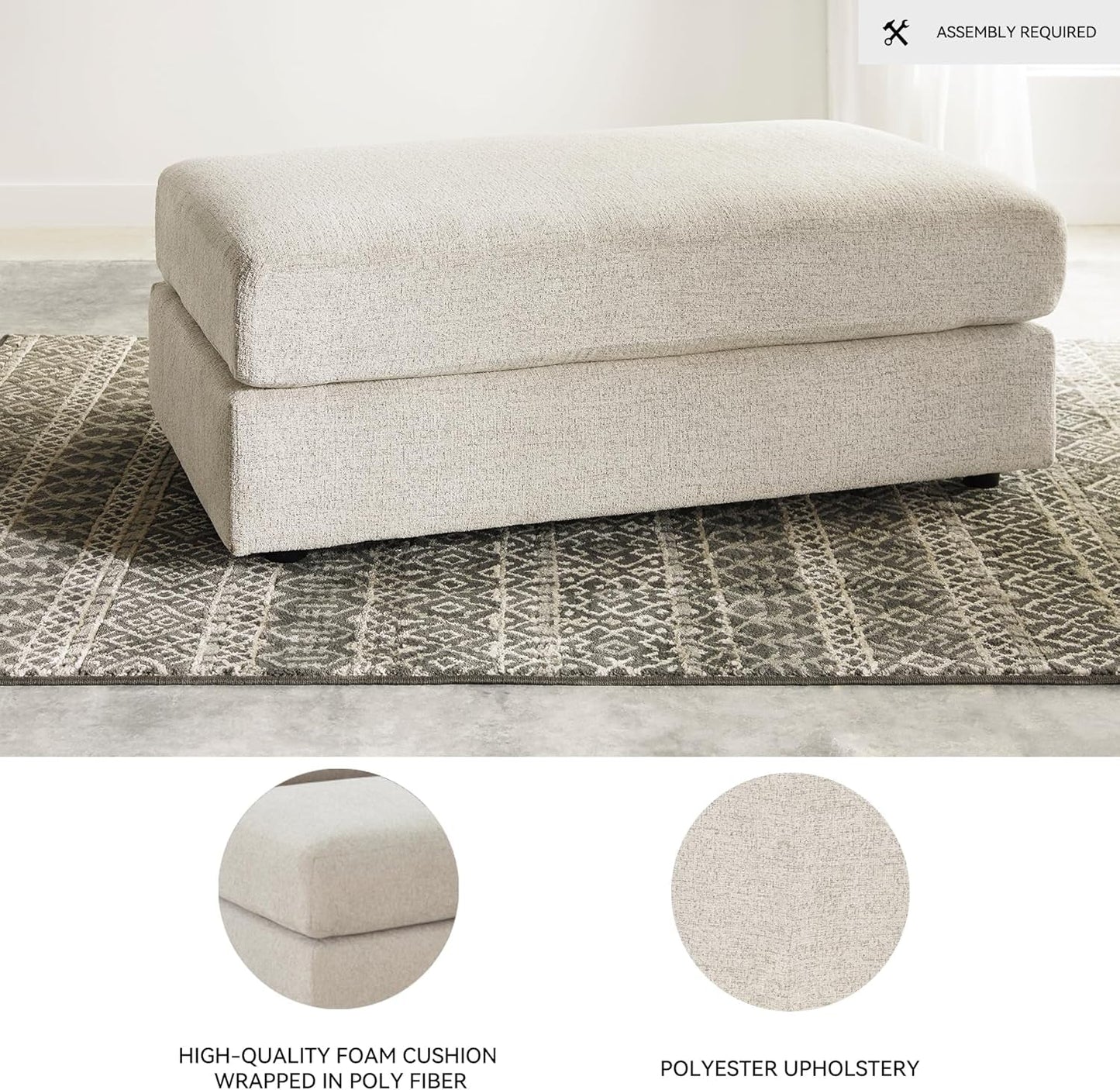 Soletren Oversized Ottoman Off White Modern Furniture