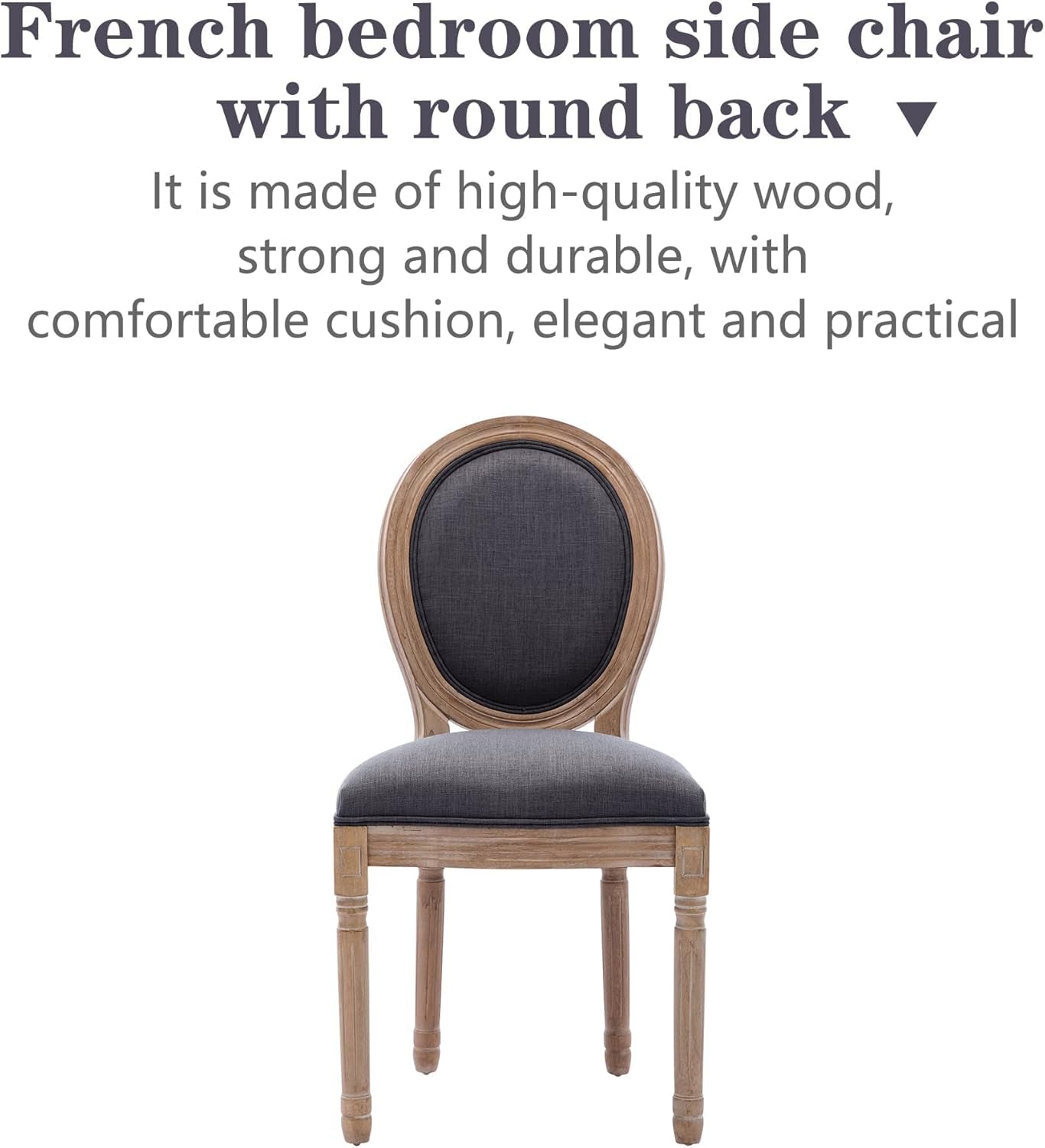 French Country Dining Chairs Set of 4 Oak Wood Round Back