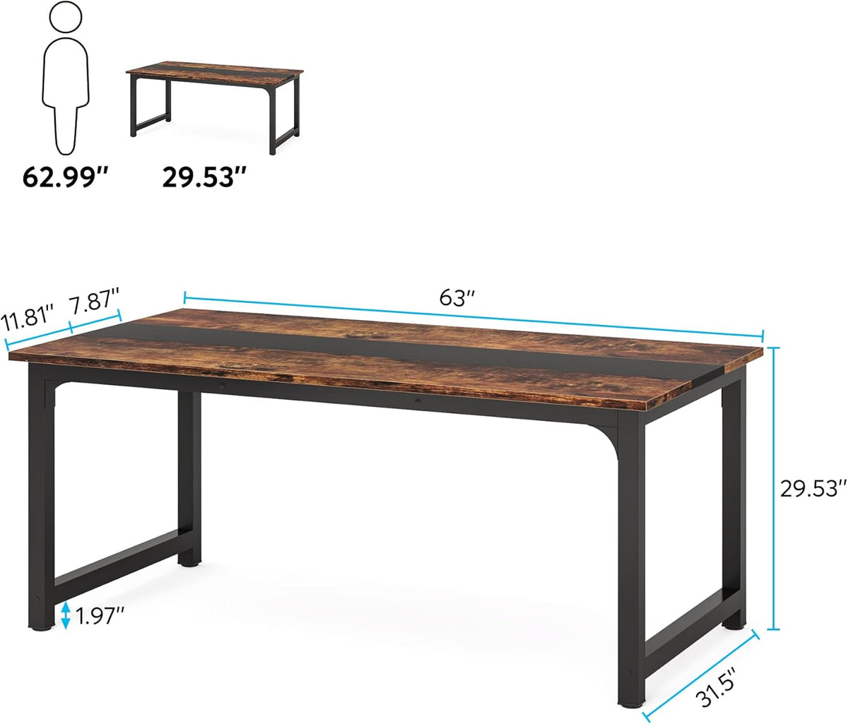 63" Large Modern Computer Desk for Home Office