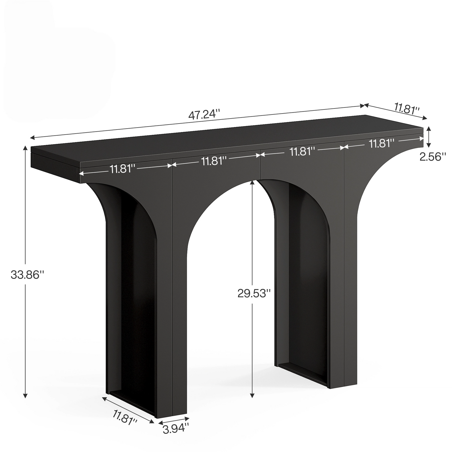 47-Inch Modern Black Console Table