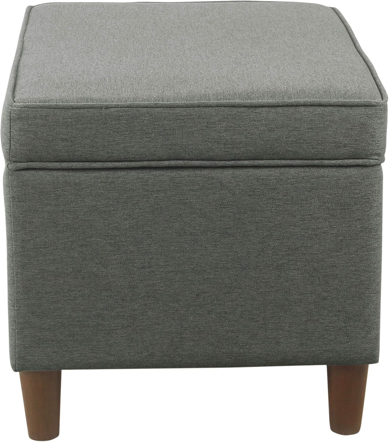 24 Inch Gray Fabric Hidden Storage Ottoman With Hinged Lid