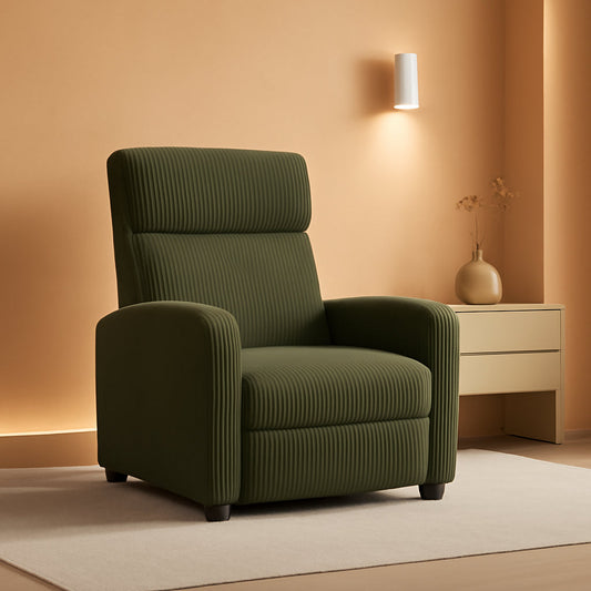 Dark Green Corduroy Adjustable Recliner Chair For Living Room