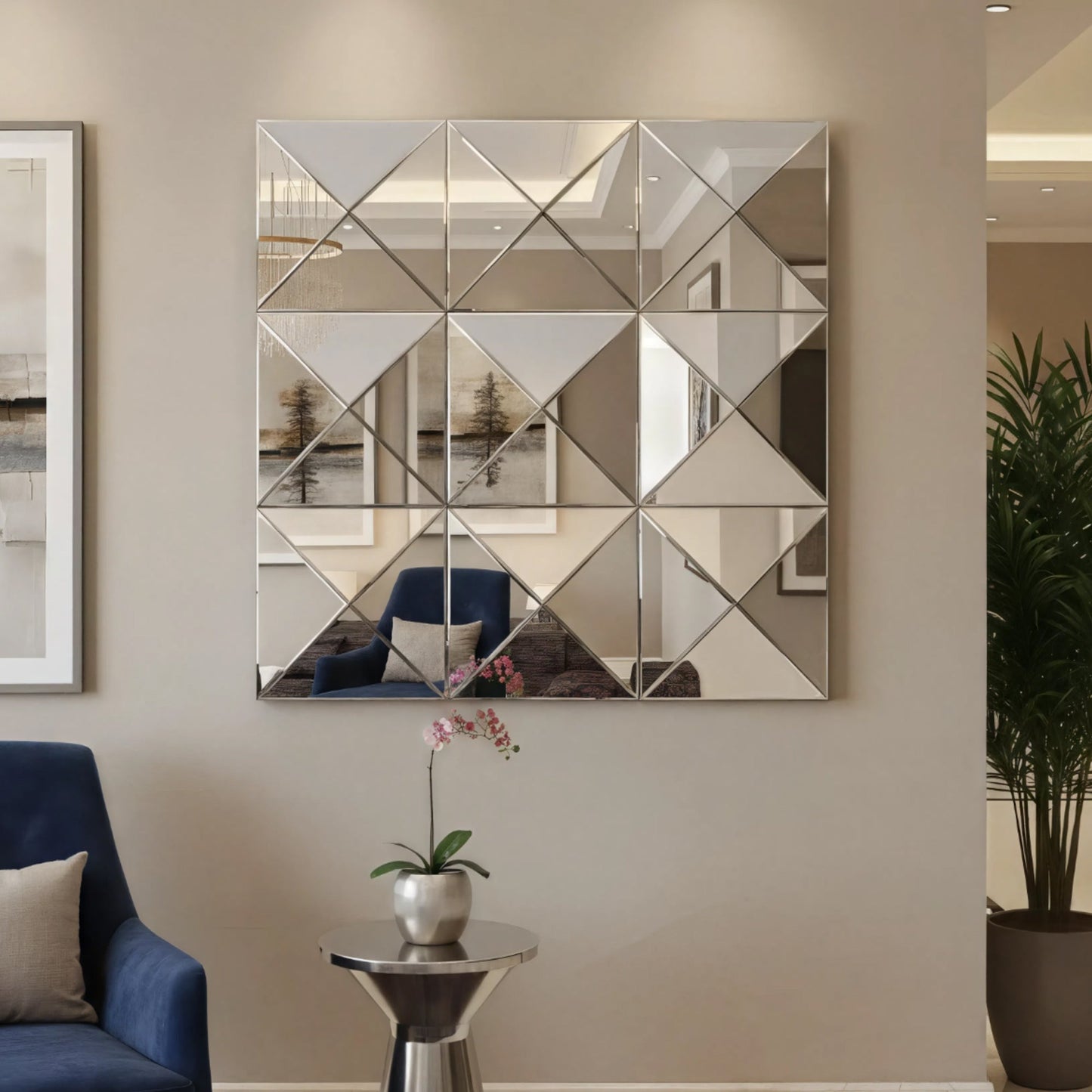 3D Mirror Wall Decor - Beveled Glass Large Square Wall Mirror