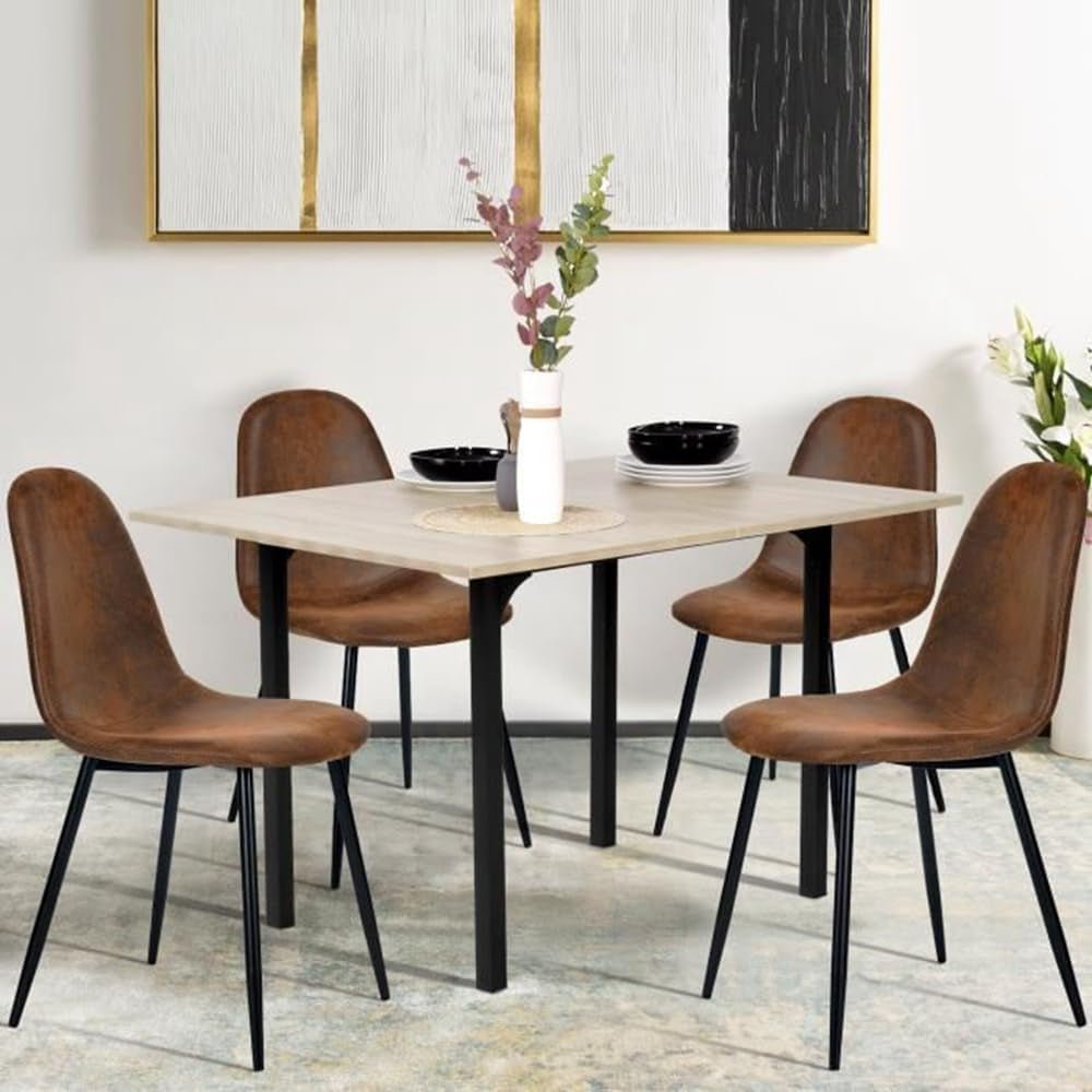 Mid Century Modern Upholstered Dining Chairs, Brown
