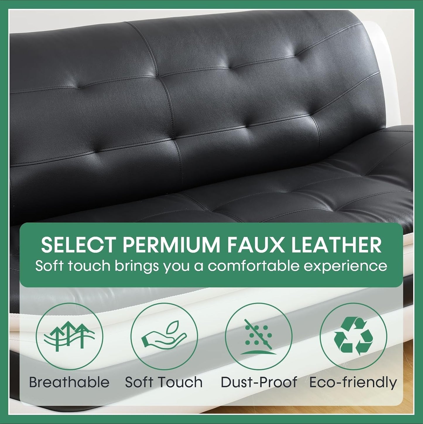 Leather Sofa Set 3 Piece Living Room Furniture In Black And White