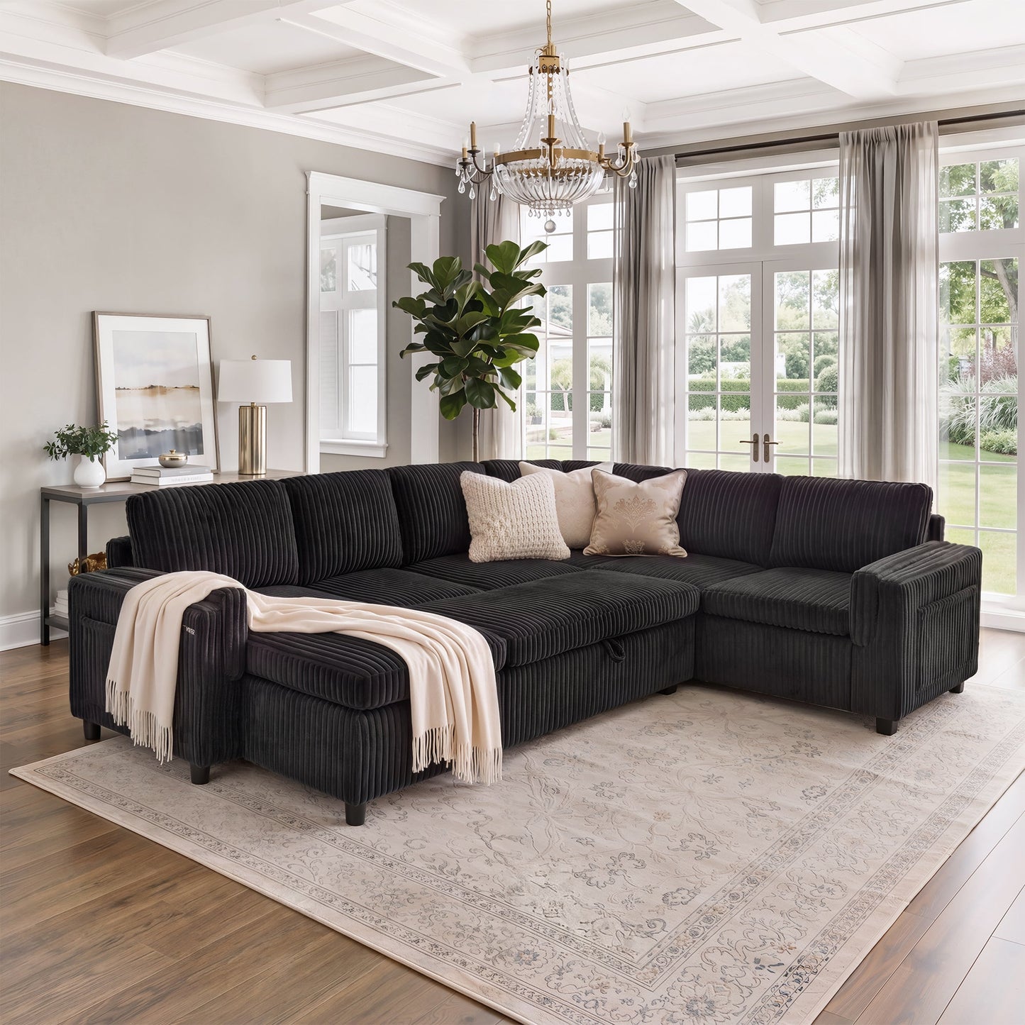 Convertible Sofa Bed Pull Out Sofa Bed 111" Sectional Sofa