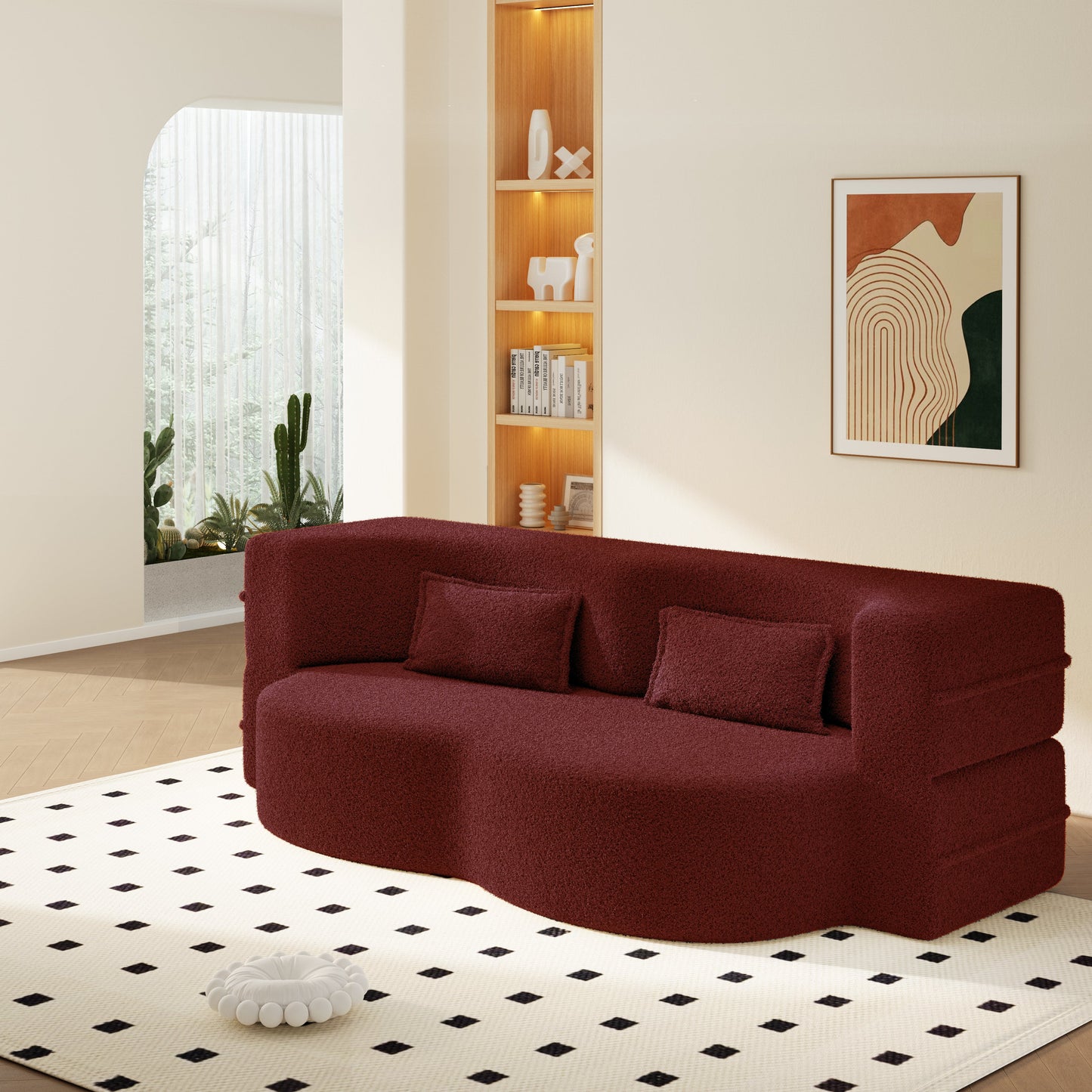 Modern Floor Sofa with 2 Pillows