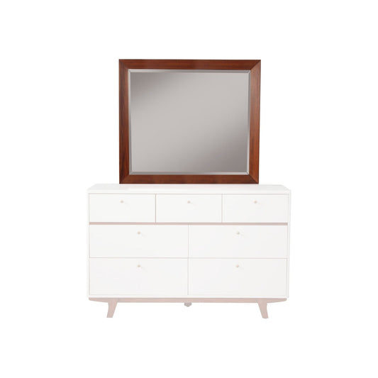 Dakota Mirror above a white dresser with clean lines and modern design in mid-century style.