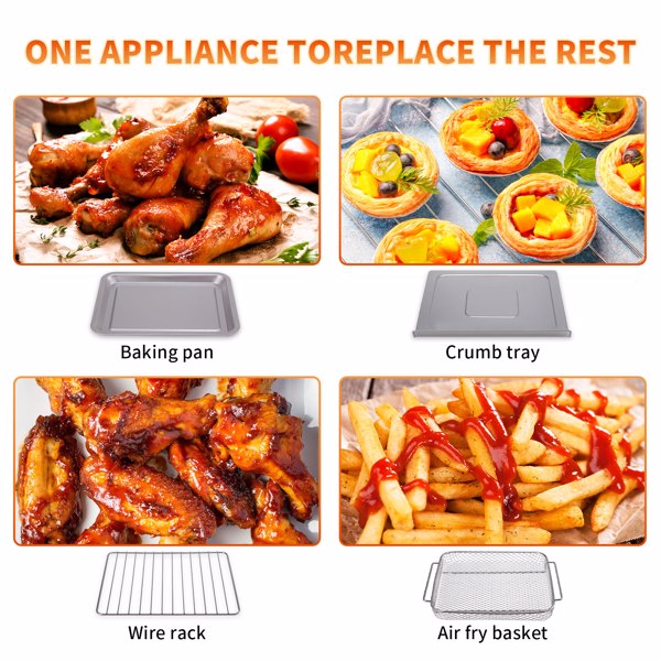 Geek Chef Air Fryer Toaster Oven Combo Stainless Steel Silver