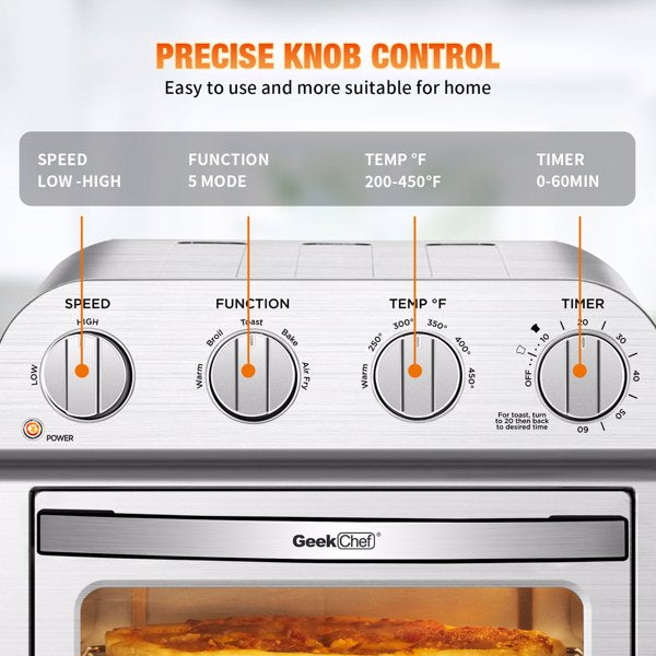 Geek Chef Air Fryer Toaster Oven Combo Stainless Steel Silver