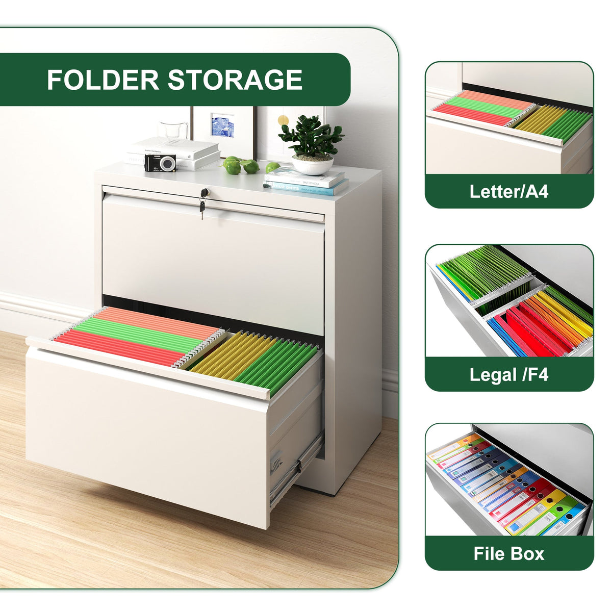 2 Drawer Lateral File Cabinet with Lock