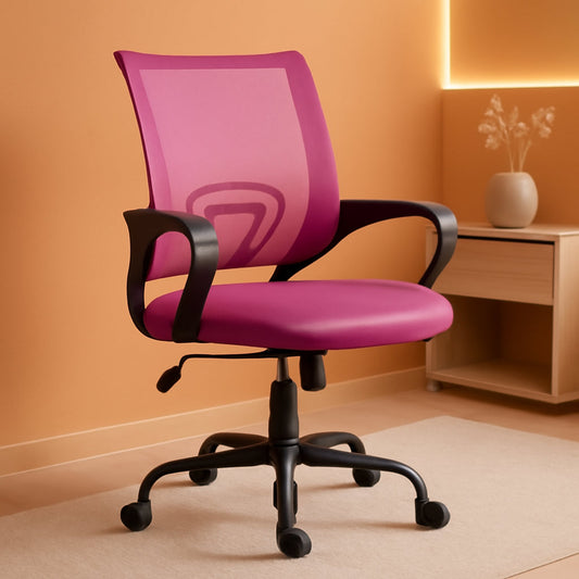 Pink Mesh Executive Office Chair With Lumbar Support