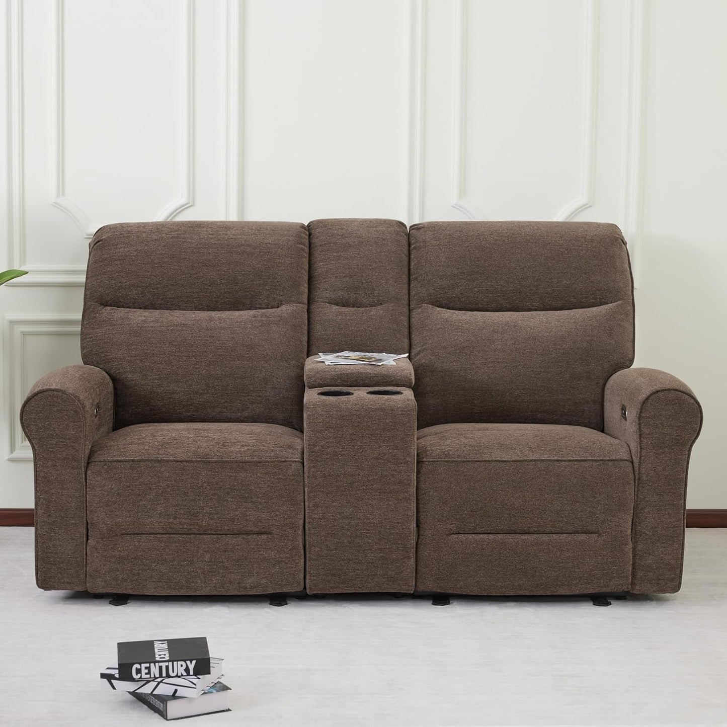 78 Inch Wall Hugger Power Loveseat USB Ports Dark Brown