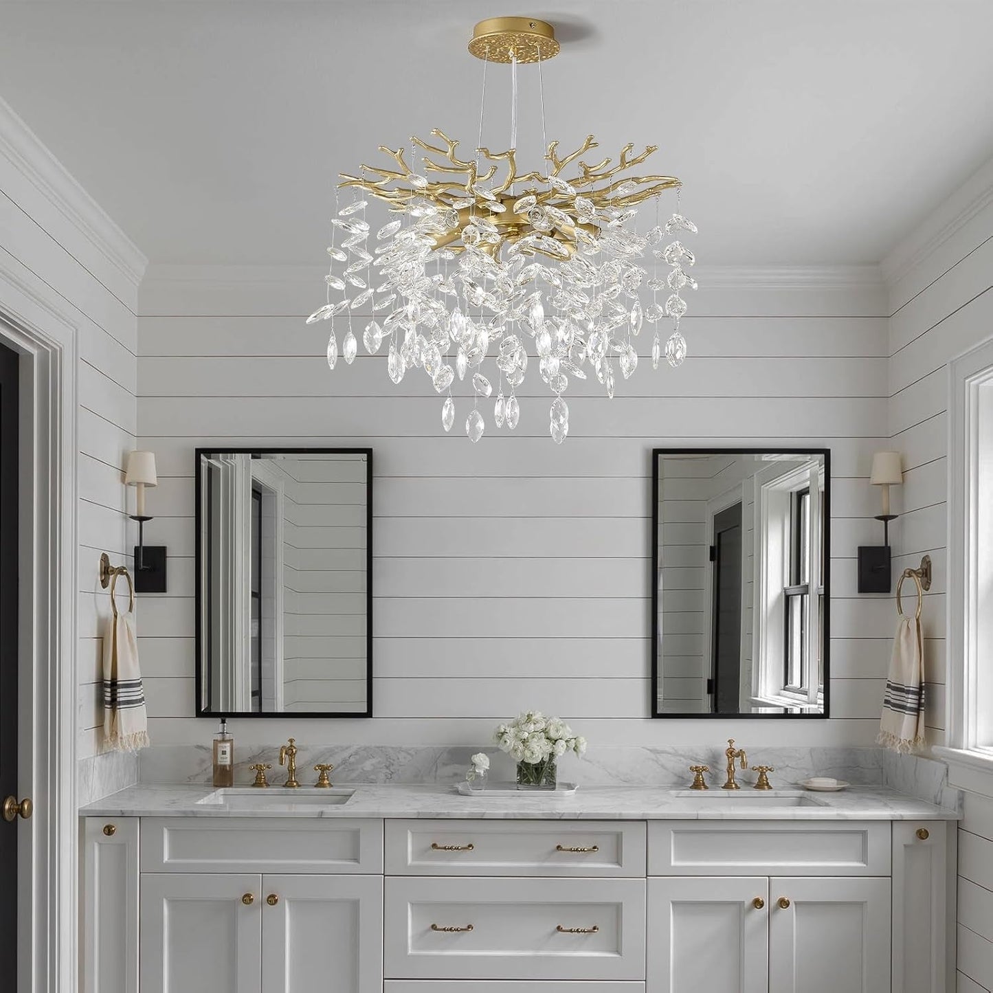Gold Crystal Tree Branch Chandelier 18 Inch K9 Crystals