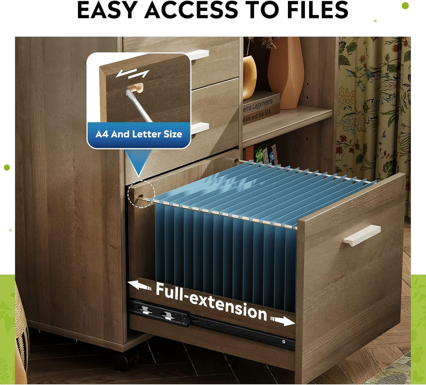 Three Drawer Mobile File Cabinet In Gray Oak With Open Shelves Printer Stand For Home Office