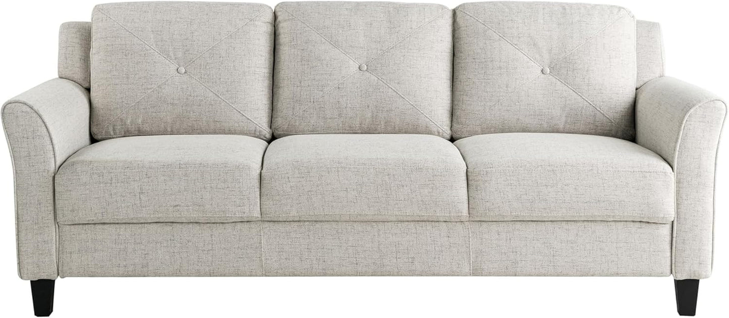 Harrington Sofa Beige With Curved Arms For Living Room