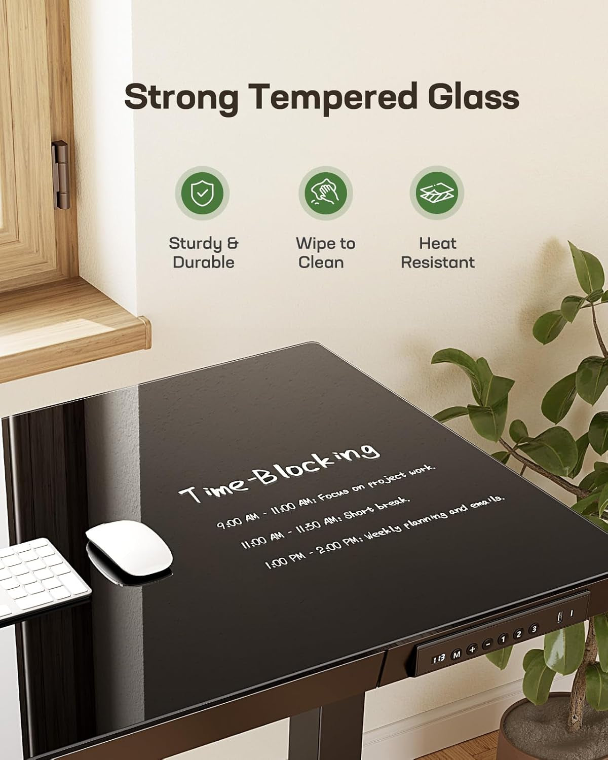 48 Inch Glass Electric Standing Desk With USB Charging