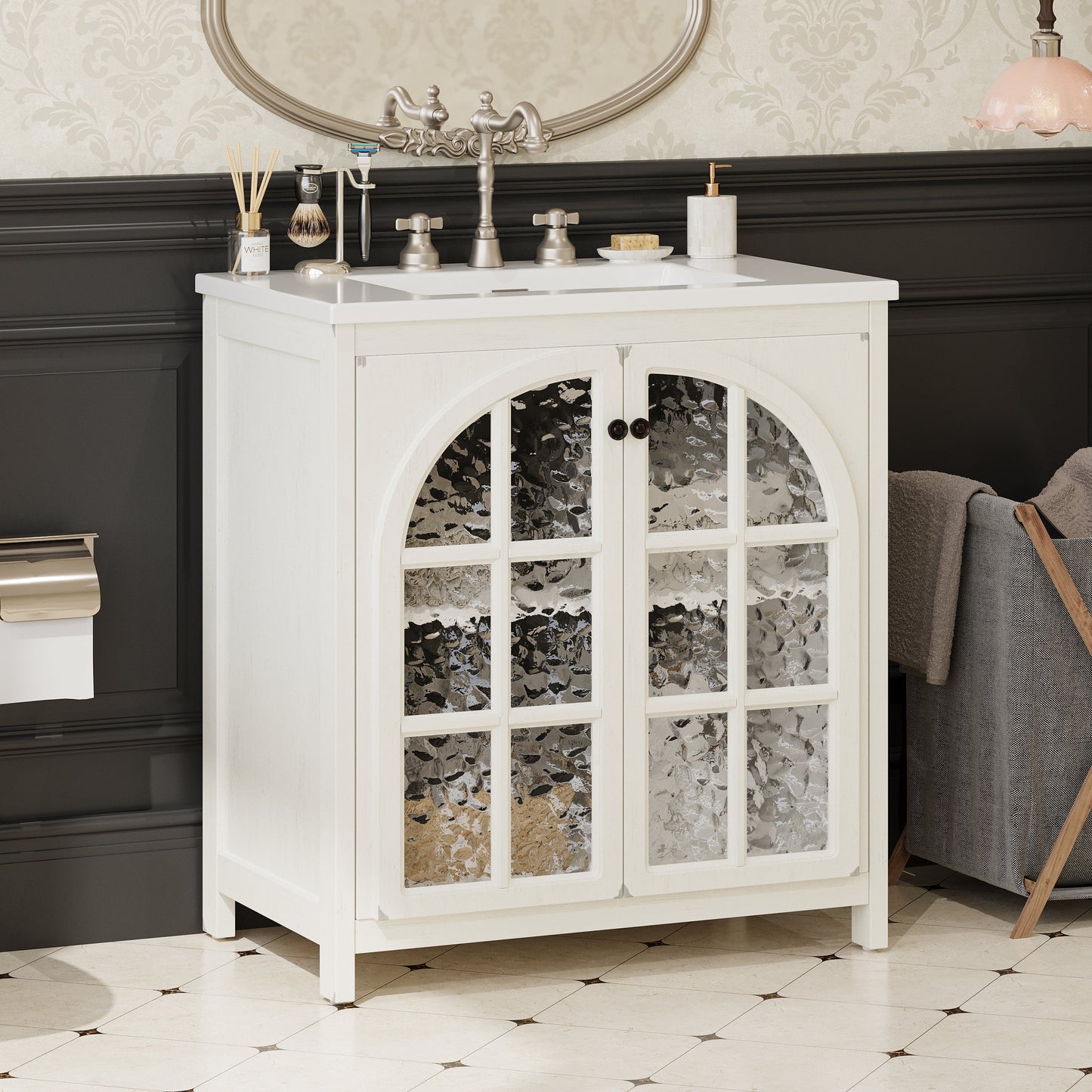 30 Inches Bathroom Vanity with Ceramic Sink