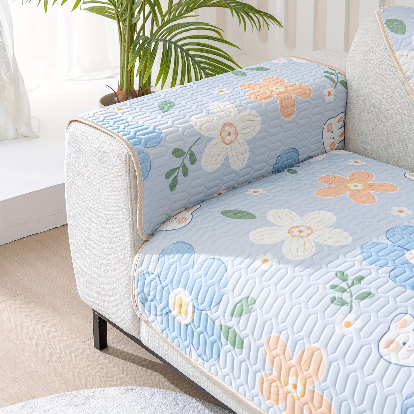 Boho Style Ice Silk Latex Sofa Cover Slipcover | Dog Hair Couch Cover