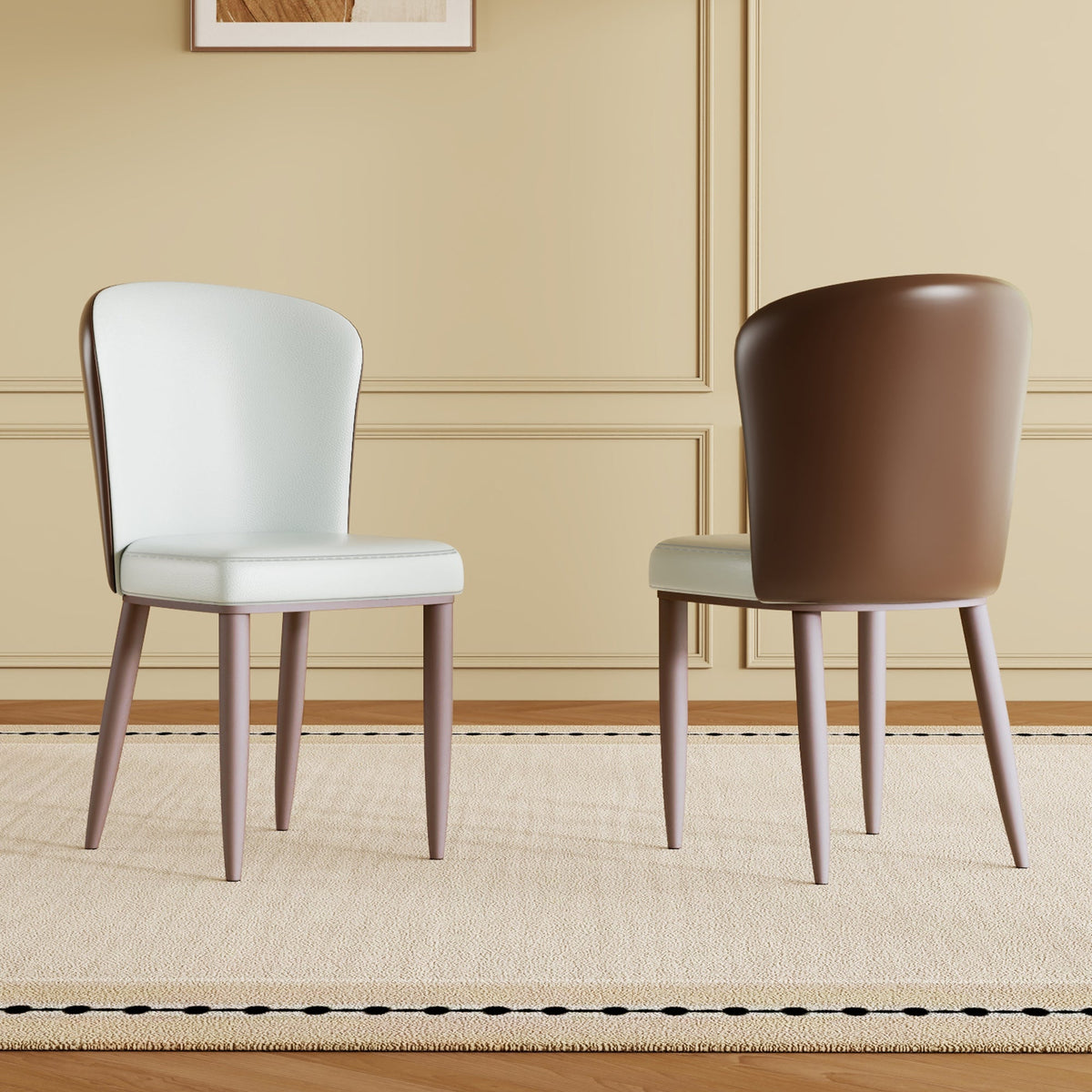 Modern Dining Chair with Carbon Steel Legs – Set of 2